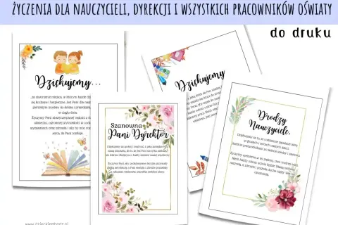 Wzruszające podziękowania dla nauczyciela cytaty, z ilustracjami kwiatów i dzieci. Idealne na zakończenie roku szkolnego.