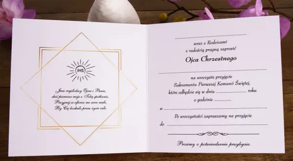 Jak stworzyć wyjątkowe zaproszenie komunijne dla matki chrzestnej?