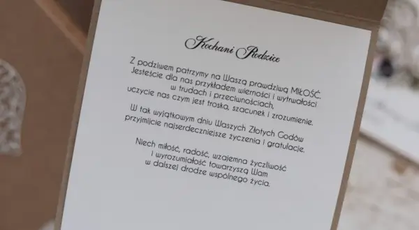 Piękny list z życzeniami na 50 rocznicę ślubu dla rodziców. Wzruszające cytaty o miłości i wierności.
