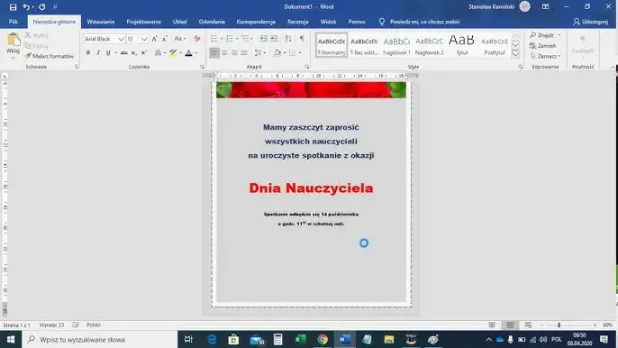 rozwiązywanie problem&oacute;w word zaproszenia